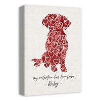 Personalized Four Paws Valentine Canvas Art Print