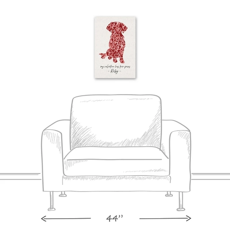 Personalized Four Paws Valentine Canvas Art Print