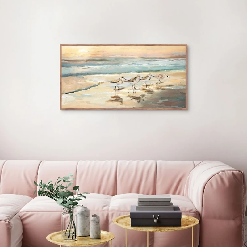 Sandpiper Dance Framed Canvas Art Print