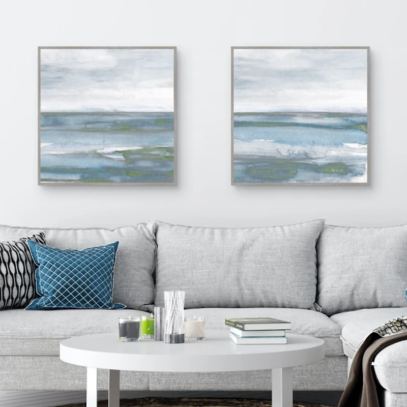 Misty Bay Framed Canvas Art Prints, Set of 2