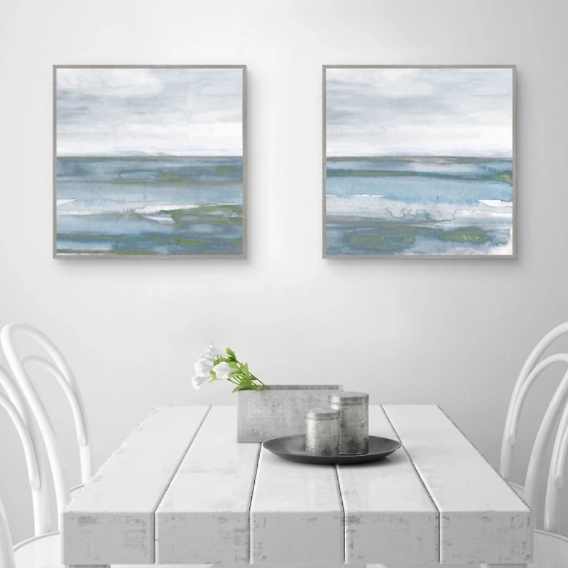 Misty Bay Framed Canvas Art Prints, Set of 2