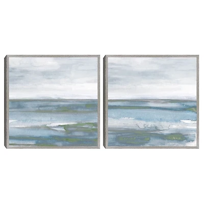 Misty Bay Framed Canvas Art Prints, Set of 2