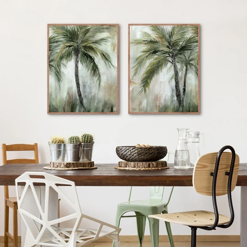 Tropical Palm Framed Canvas Art Prints, Set of 2