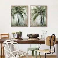 Tropical Palm Framed Canvas Art Prints, Set of 2