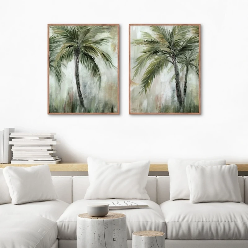 Tropical Palm Framed Canvas Art Prints, Set of 2
