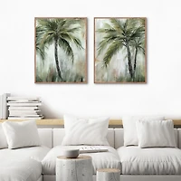 Tropical Palm Framed Canvas Art Prints, Set of 2