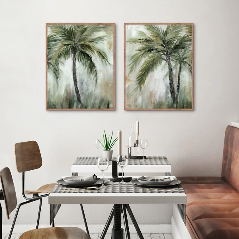 Tropical Palm Framed Canvas Art Prints, Set of 2