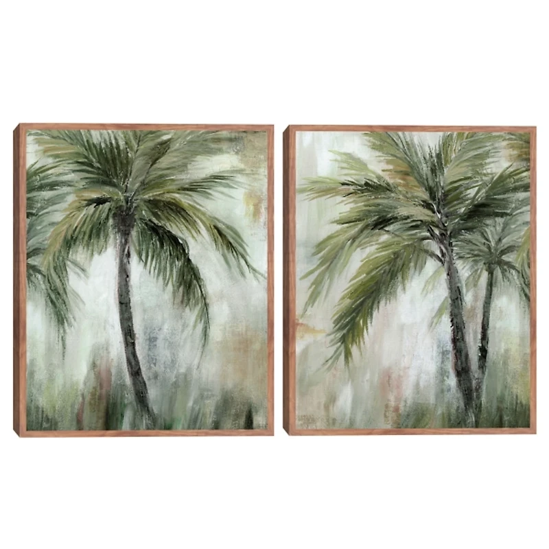 Tropical Palm Framed Canvas Art Prints, Set of 2