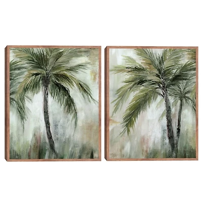 Tropical Palm Framed Canvas Art Prints, Set of 2