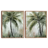 Tropical Palm Framed Canvas Art Prints, Set of 2