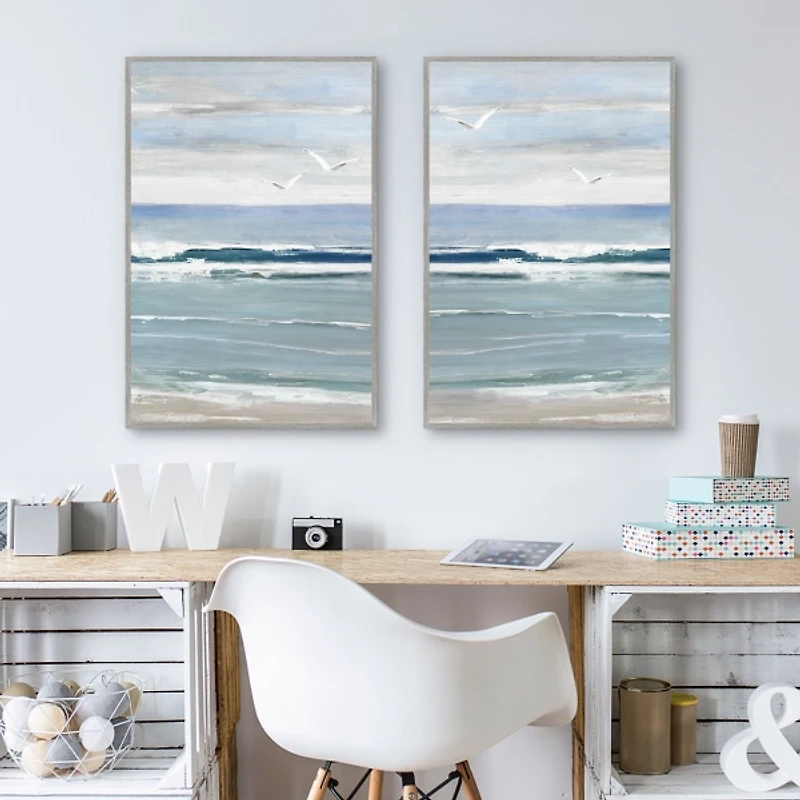 Seagull Bay Framed Canvas Art Prints, Set of 2