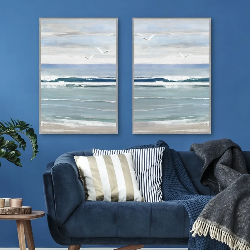 Seagull Bay Framed Canvas Art Prints, Set of 2