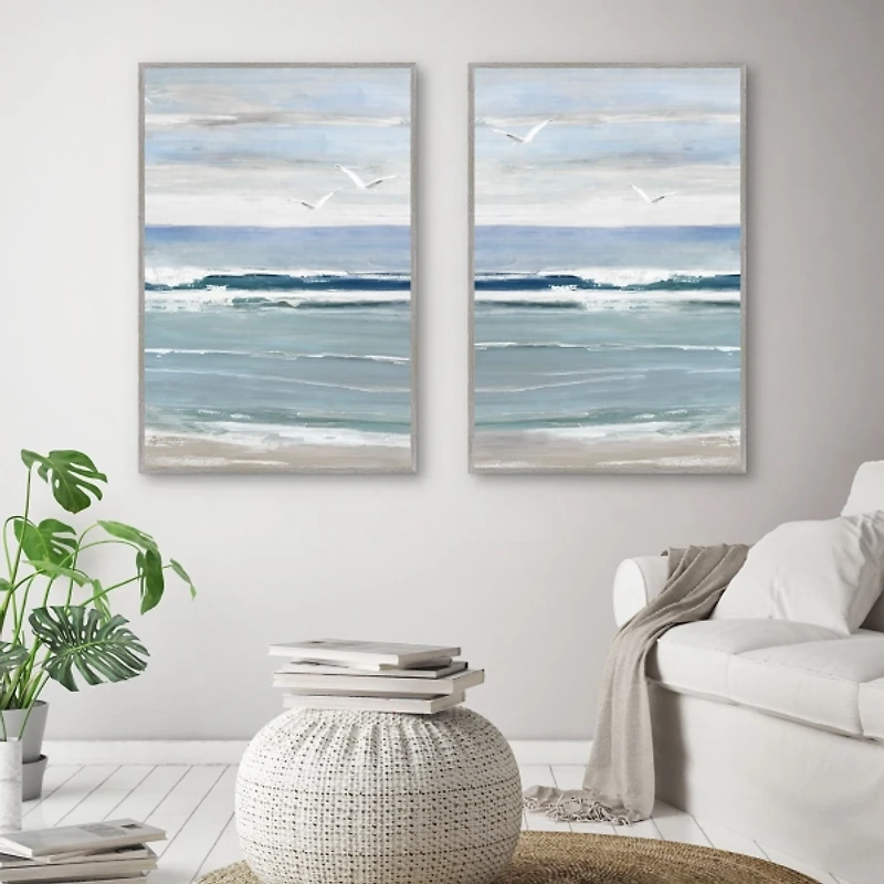 Seagull Bay Framed Canvas Art Prints, Set of 2