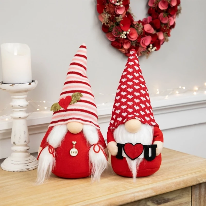 I Heart U Plush Gnome Figuines, Set of 2