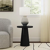 Black Mango Wood Textured Base Side Table