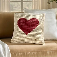 Red French Knot Heart Pillow