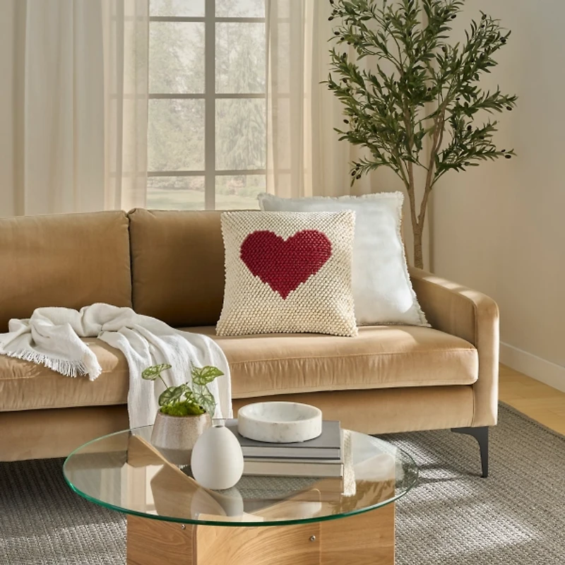 Red French Knot Heart Pillow