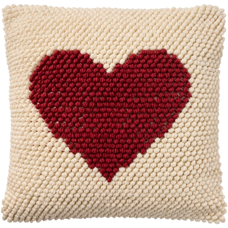 Red French Knot Heart Pillow