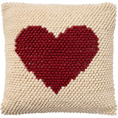 Red French Knot Heart Pillow