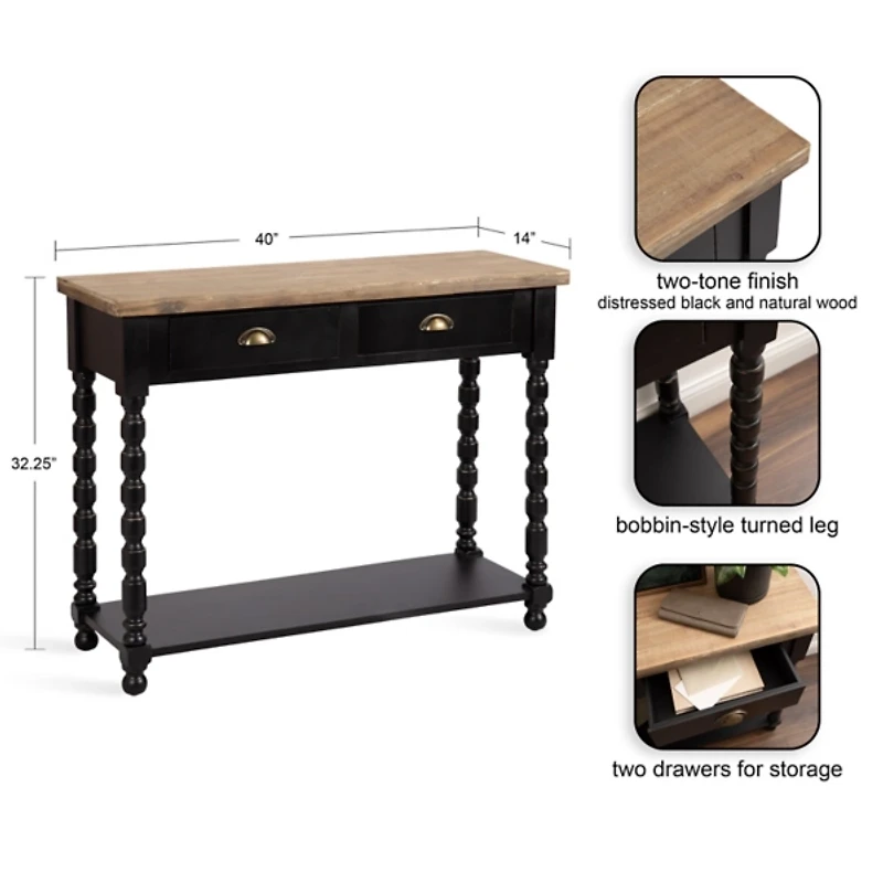 Black Two-Tone Rutledge Console Table