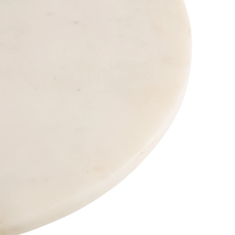 White Marble and Gold Round Baronet Accent Table