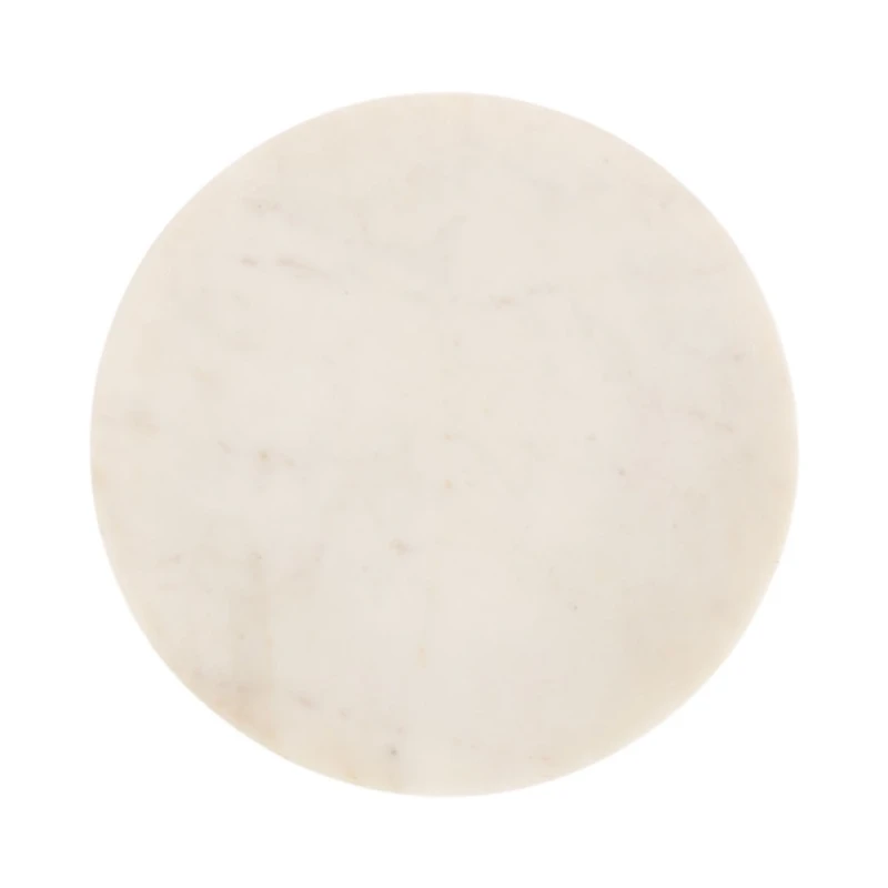 White Marble and Gold Round Baronet Accent Table