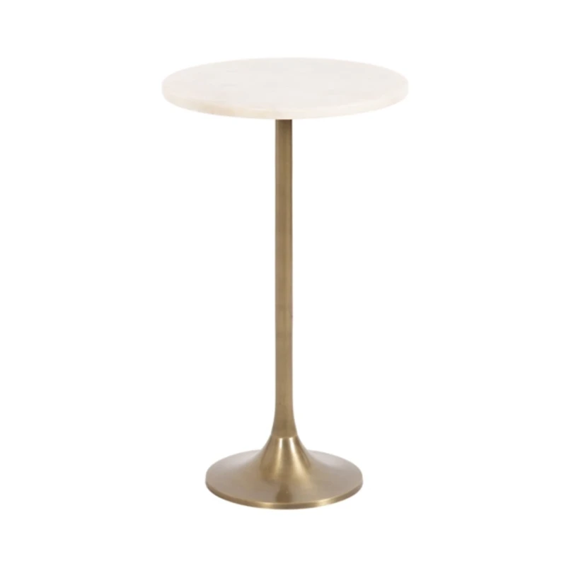 White Marble and Gold Round Baronet Accent Table