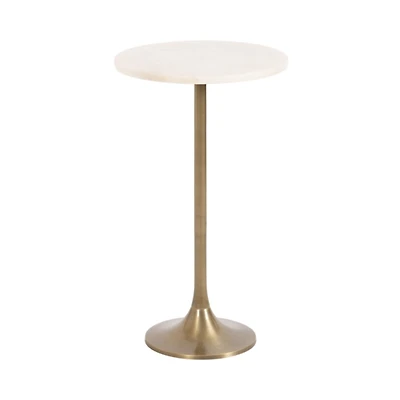White Marble and Gold Round Baronet Accent Table