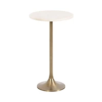 White Marble and Gold Round Baronet Accent Table