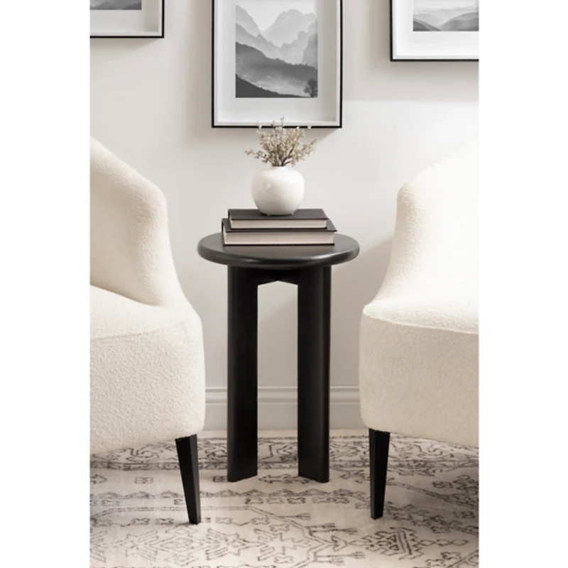 Black Wood Round Seebeck Accent Table