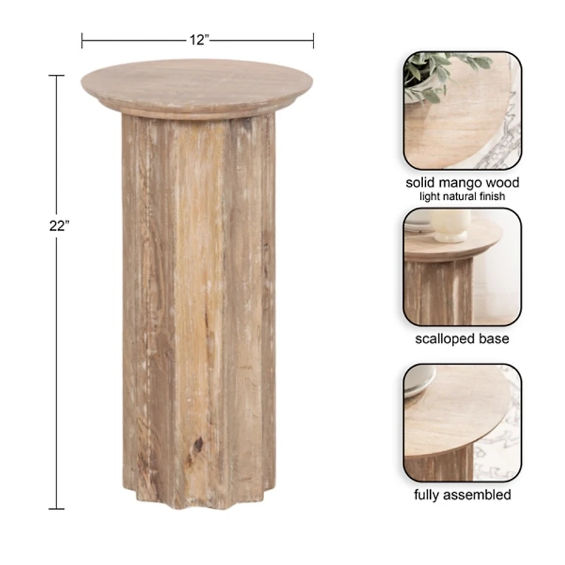 Natural Wood Scalloped Gierson Accent Table