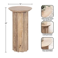 Natural Wood Scalloped Gierson Accent Table
