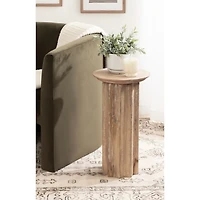 Natural Wood Scalloped Gierson Accent Table