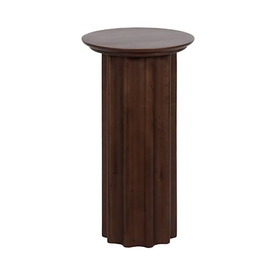 Dark Brown Wood Scalloped Gierson Accent Table