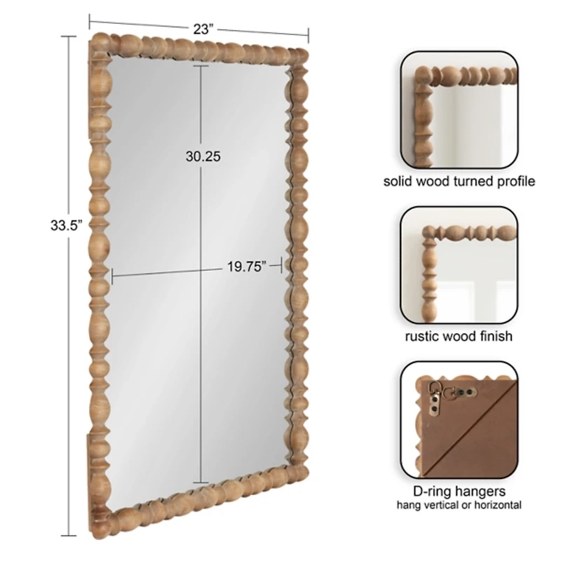 Brown Turned Wood Frame Wall Mirror