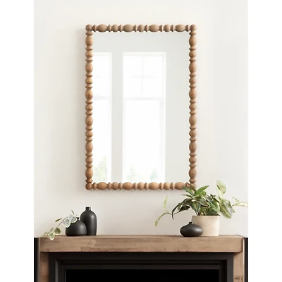 Brown Turned Wood Frame Wall Mirror