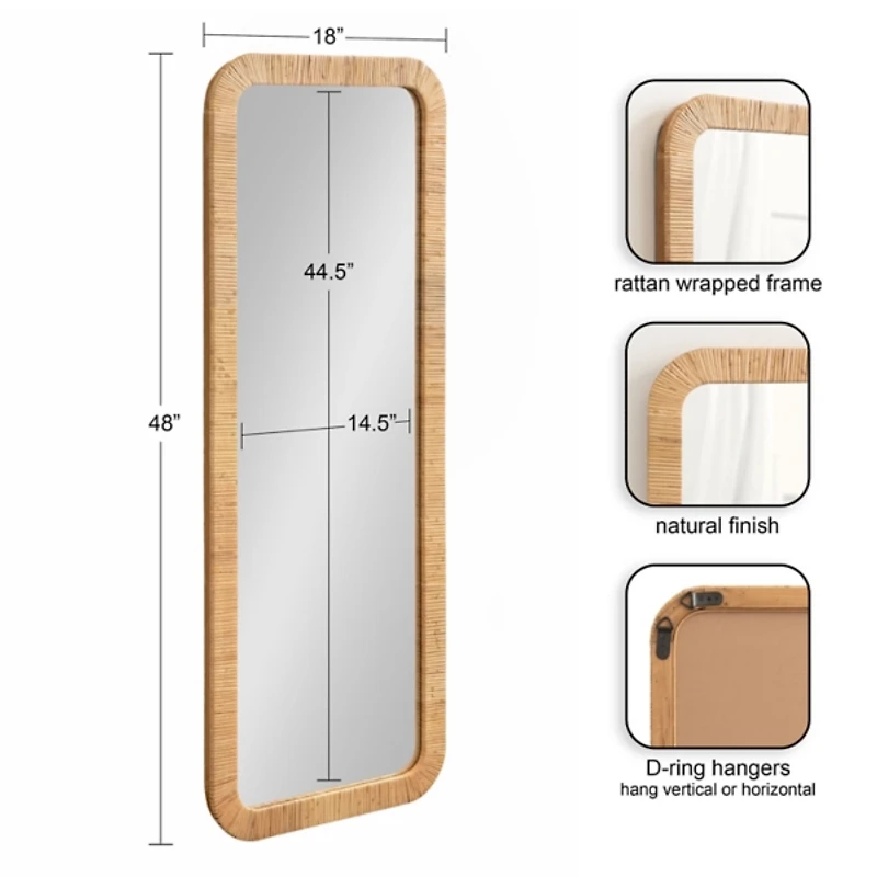 Rachel Natural Rattan Full Length Wall Mirror