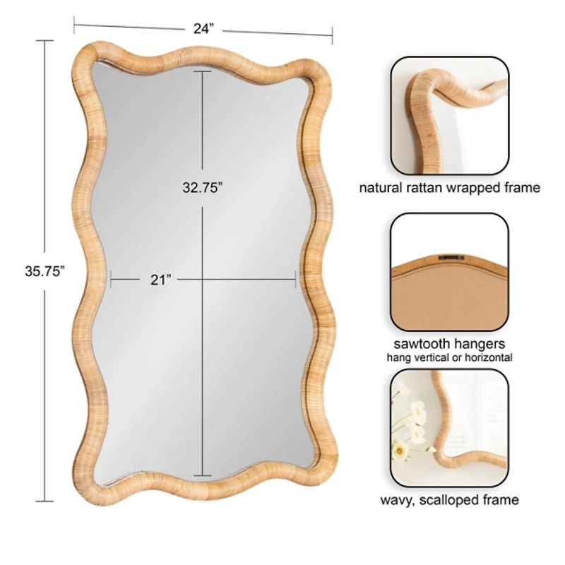 Rachel Natural Rattan Scalloped Wall Mirror