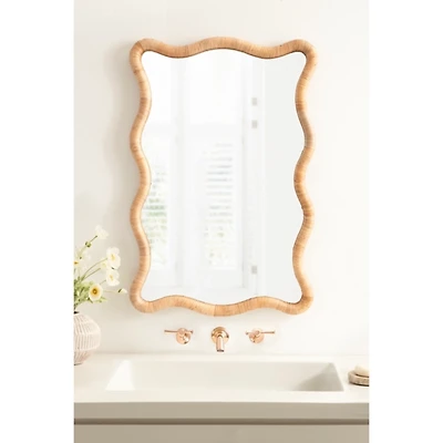 Rachel Natural Rattan Scalloped Wall Mirror