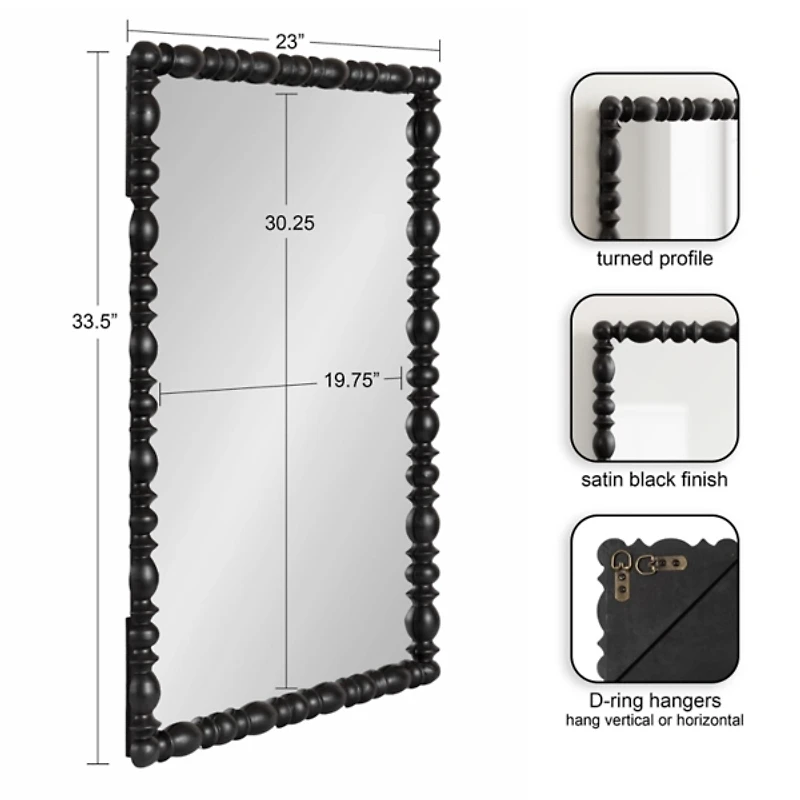 Black Turned Wood Frame Wall Mirror