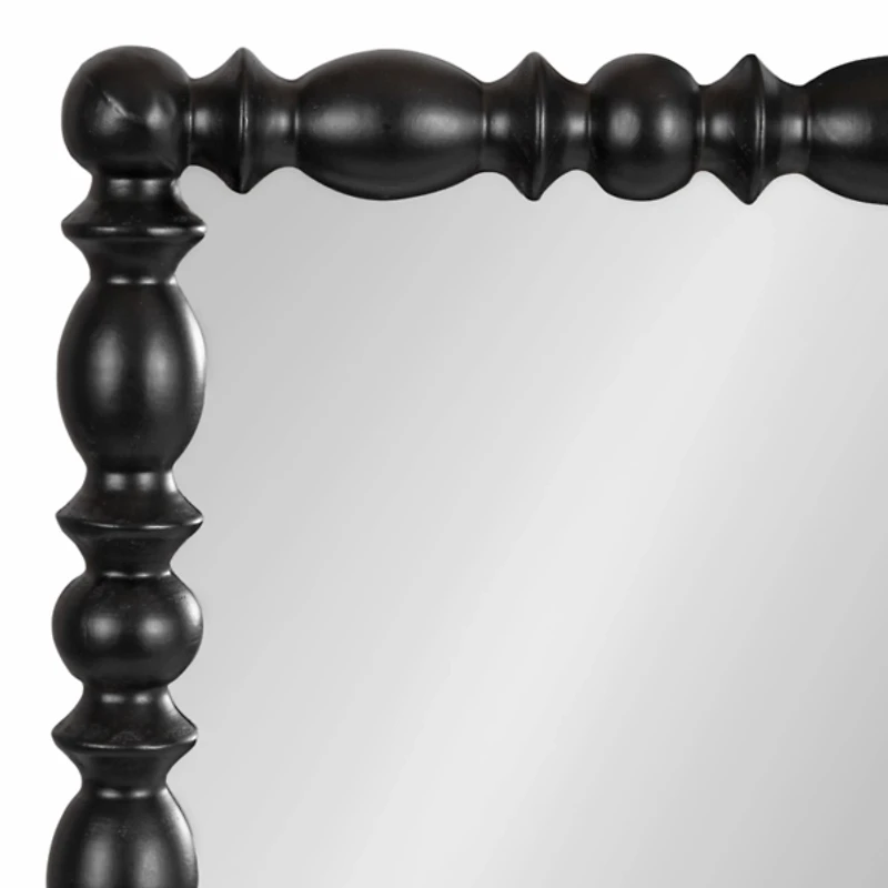 Black Turned Wood Frame Wall Mirror