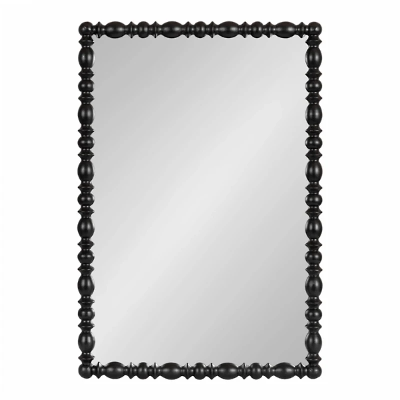 Black Turned Wood Frame Wall Mirror