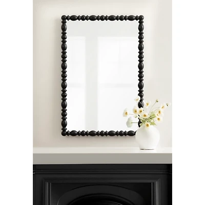 Black Turned Wood Frame Wall Mirror