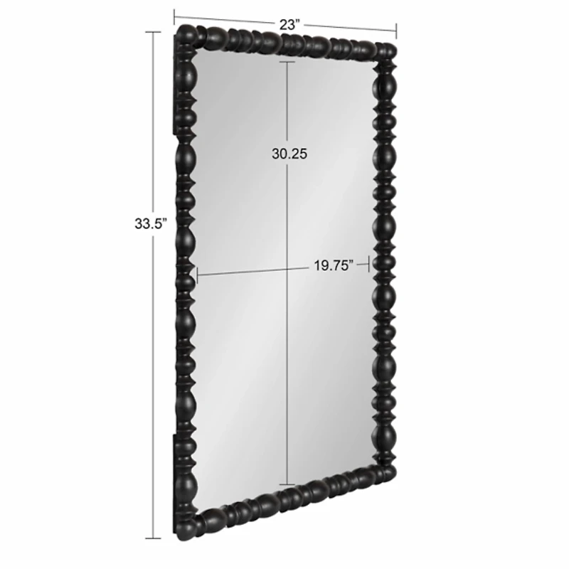 Black Turned Wood Frame Wall Mirror