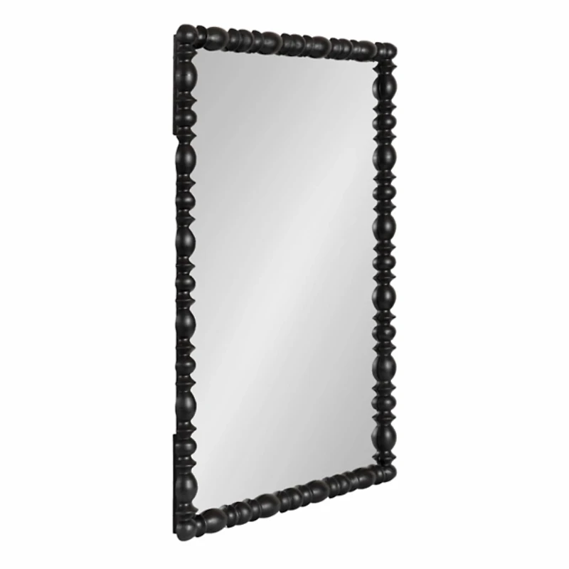 Black Turned Wood Frame Wall Mirror