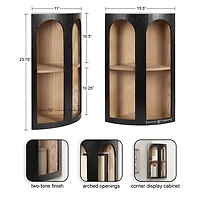 Black and Brown Arched Openings Corner Shelf