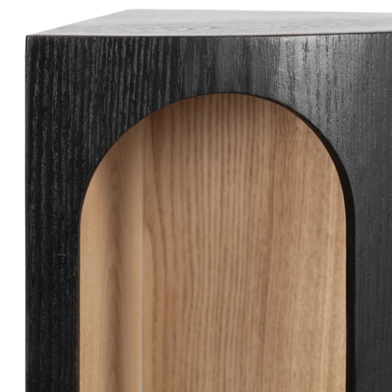 Black and Brown Arched Openings Corner Shelf