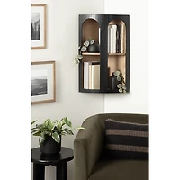 Black and Brown Arched Openings Corner Shelf