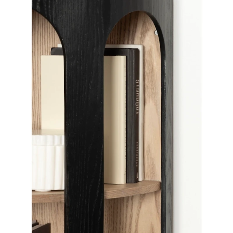 Black and Brown Arched Openings Corner Shelf