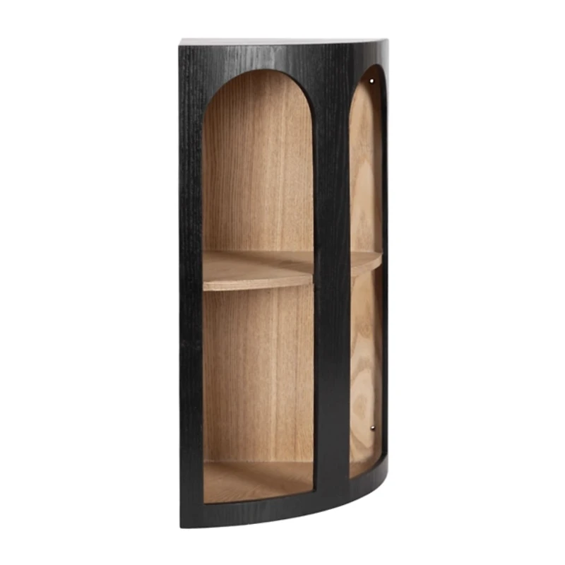 Black and Brown Arched Openings Corner Shelf